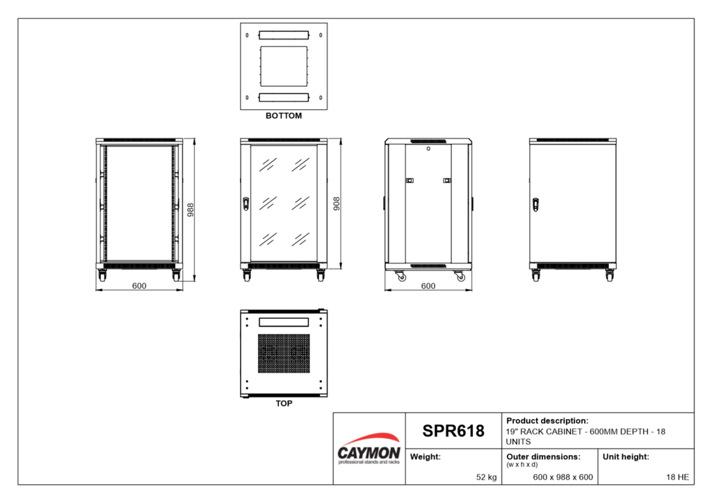 Caymon WPR409R/B Rack 19" Wallmount 9U 450 Noir (copie)