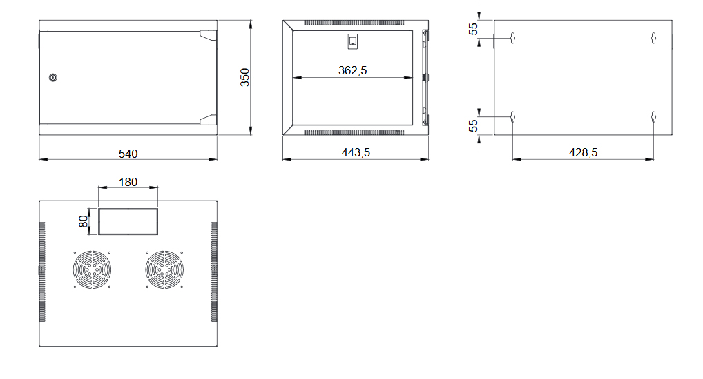 Caymon EPR406/B Rack 19" Wallmount 6U - 450