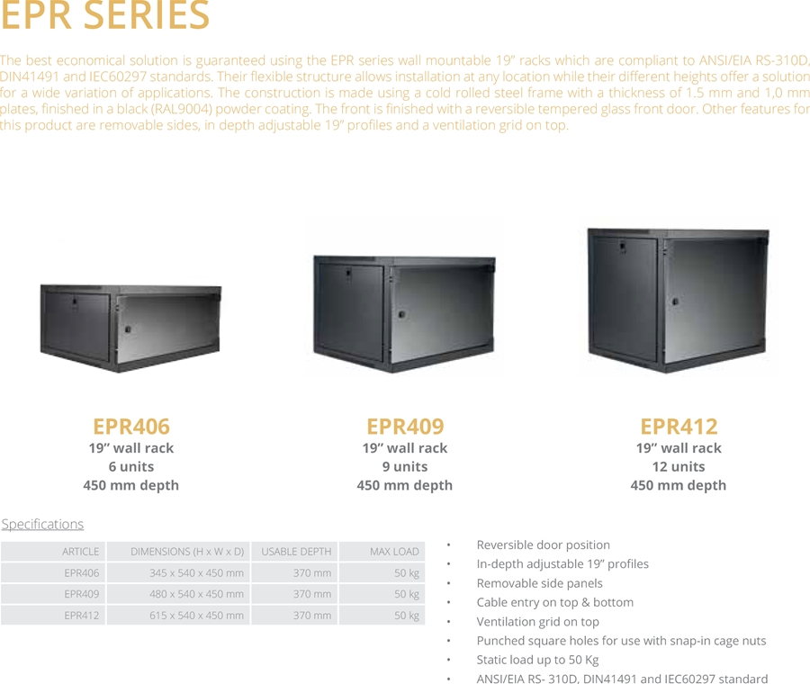 Caymon EPR406/B Rack 19" Wallmount 6U - 450