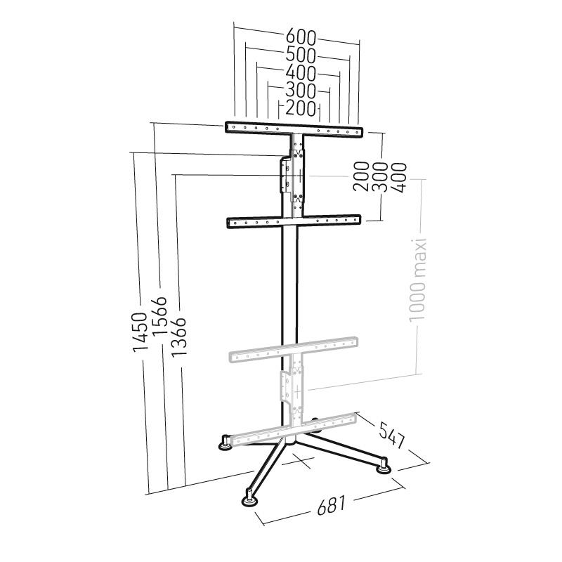 Erard KANA1600XXL - Pied TV bois 80" max