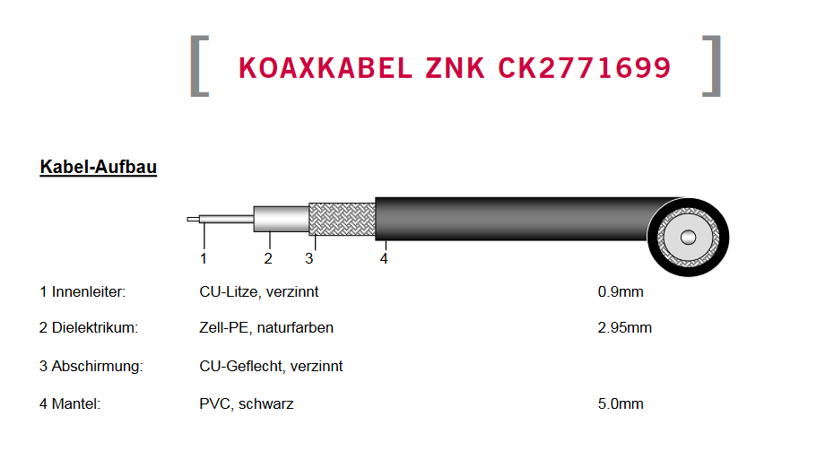 Contrik ZNK-CK2771699 Câble coaxial RG58 - 100m