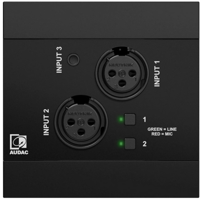 Audac NWP320/B - Panel mural Dante 2xXLR+1xJack 3.5+ BT - Noir