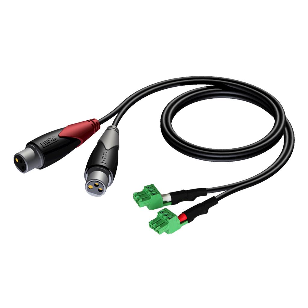 Audac CLA835/1 - Câble 2 x XLR-F - 2 x TerminalBlock 3pôles 1m