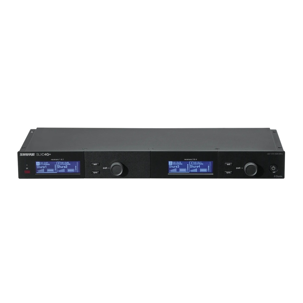 Shure SLXD4QDAN+E=-S50 - Récepteur num. 4 can., Dante, 823-865MHz