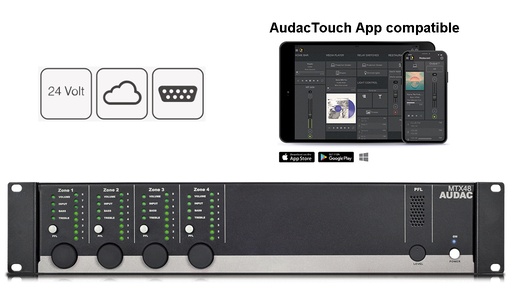 [MTX48] Audac MTX48 - Matrice Audio 6 x Inputs 4 x Zones stéréo