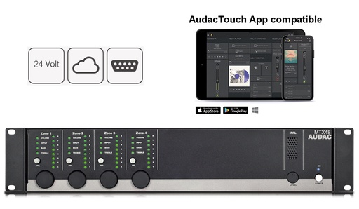 [MTX48] Audac MTX48 Matrice Audio 6x Inputs 4x Zones Stereo
