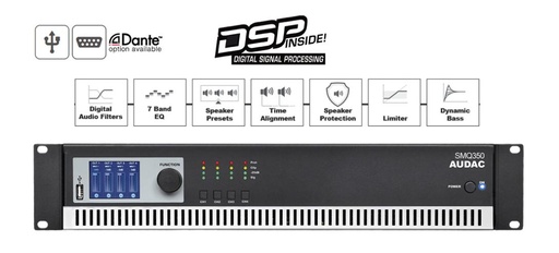 [SMQ350] Audac SMQ350 - Amplificateur DSP 4x350W@4ohm