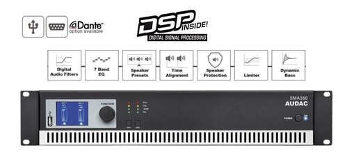 [SMA350] Audac SMA350 - Amplificateur WaveDynamics DSP 2x350W@4ohm